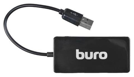 Разветвитель USB 2.0 Buro BU-HUB4-U2.0-Slim 4порт. черный