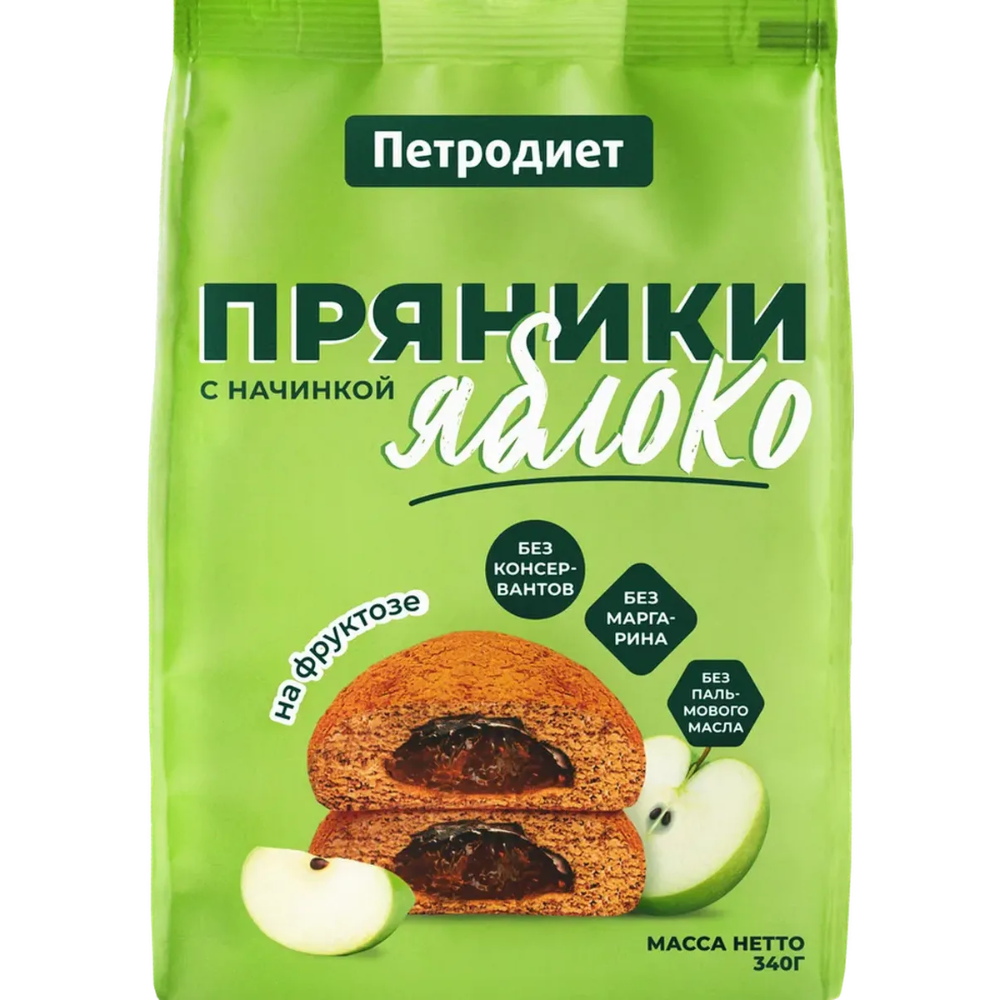 Пряники Петродиет с начинкой Яблоко на фруктозе 340 гр