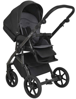 Детская коляска Roan Bass Next Кожа 3 в 1 с автокреслом Tutis Elo Lux Black RN088/1 Black/Black