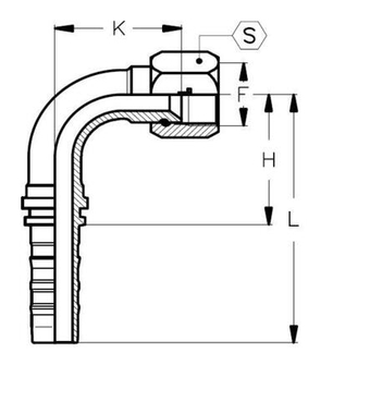 Фитинг DN 20 JIC (Г) 1.3/16 (90) CS