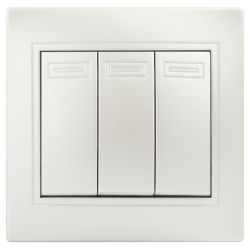 Выключатель Intro Plano 1-106-06 тройной, 10А-250В, IP20, СУ, перламутр