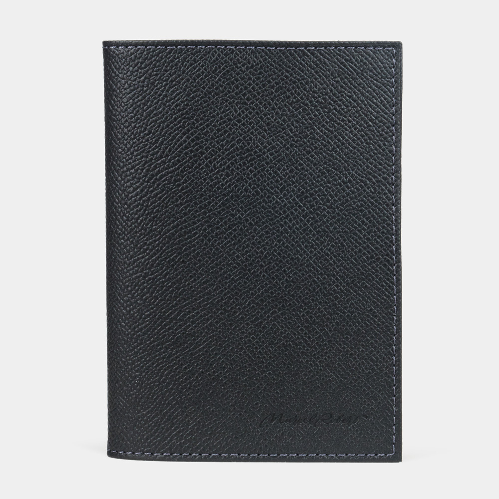 Обложка для паспорта и автодокументов Moscou Easy из натуральной кожи теленка, цвета черный Safiano