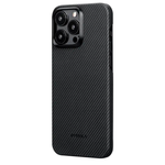 Чехол из арамидного волокна с поддержкой MagSafe PITAKA MagEZ Case 4 1500D для iPhone 15 Pro Max, Black / Gray (Черно-серый)