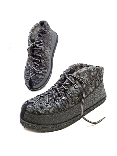 Ботинки из натурального каракуля "Gray melange"