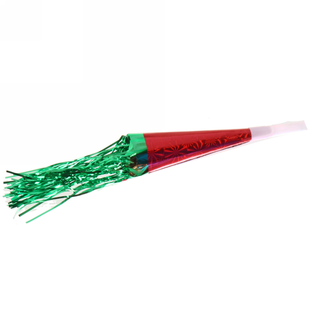 Дудка праздничная «Голограмма» 2шт, с мишурой, цвет микс