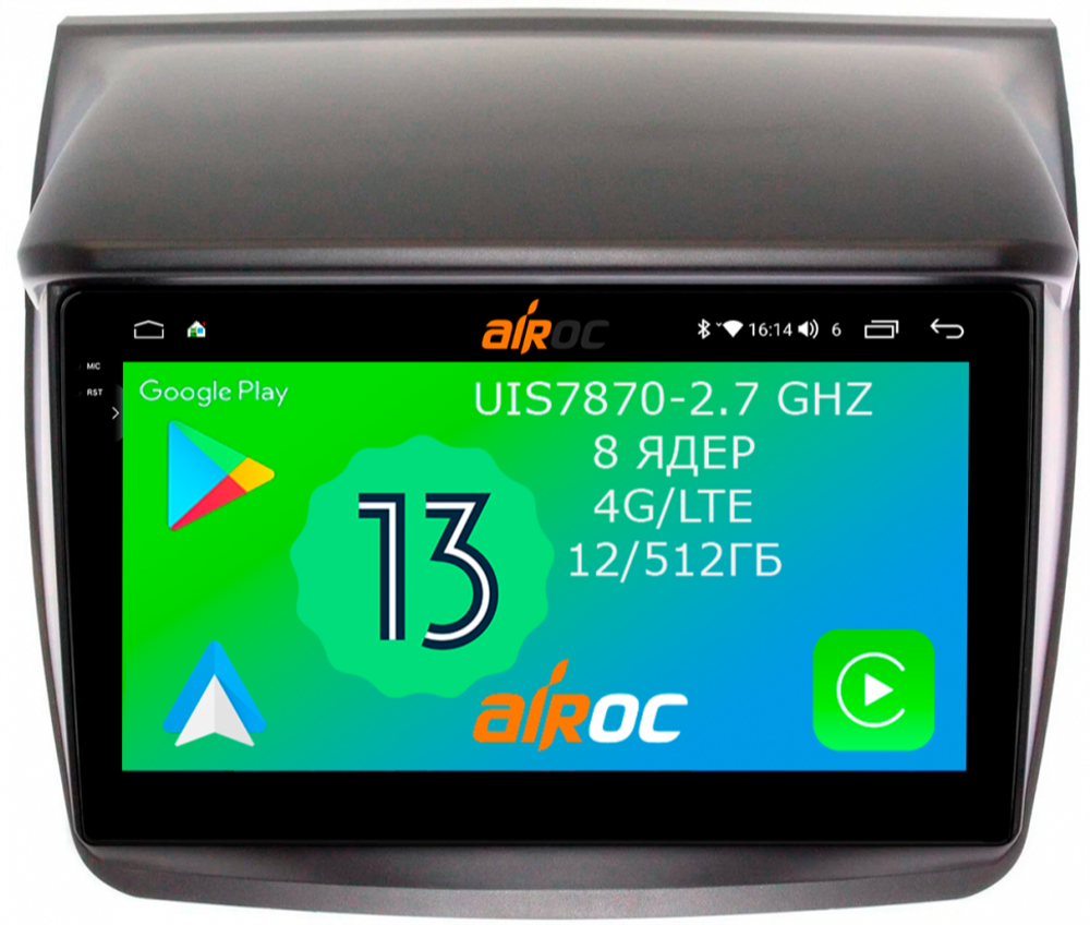 Магнитола для Mitsubishi L200, Pajero Sport 2006-2016 - Airoc 2K AU-2605 на Android 13, TS20, 12/512Гб, SIM-слот