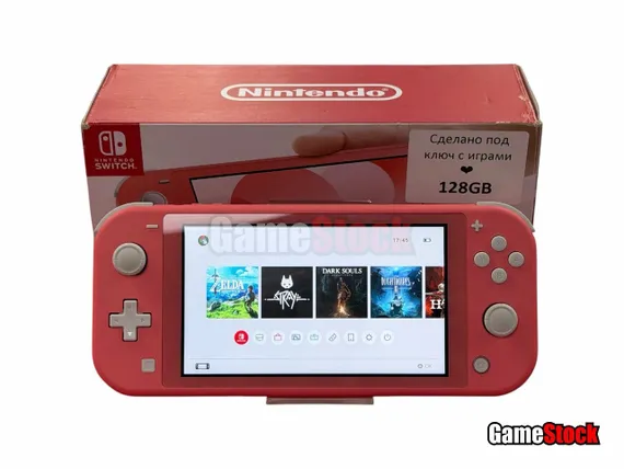 Игровая приставка Nintendo Switch Lite 32GB Коралловый (Новый) + Чип + 128GB Б/У