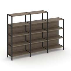 Shelf System Трехсекционный стеллаж четырех/трехярусный SN.STM-432 Вяз Благородный/Металл Черный 237