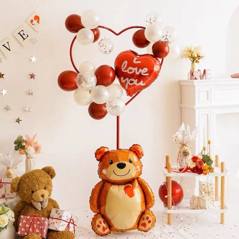 Шар (33''/84 см) Фигура, Мишка с сердцем, 1 шт.