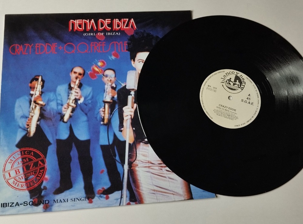 Винтажная виниловая пластинка LP Crazy Eddie and Q.Q. Freestyle Nena De Ibiza (Girl Of Ibiza) (Spain 1990) Maxi Single 45 RMP