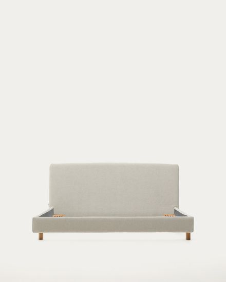 Кровать Valma из жемчужного шенилла со съемным чехлом для матраса 160 x 200 см