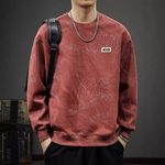 Толстовка осенняя стираная с облаками, с длинными рукавами в американском стиле