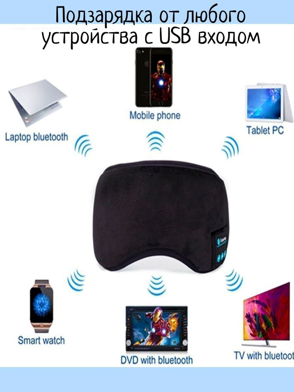 Маска для сна с наушниками Bluetooth