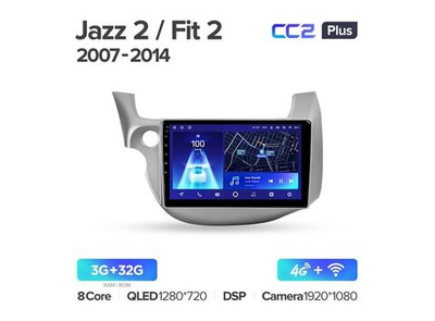 Магнитола Teyes CC2 Plus 3-32 Honda Jazz 2 GG/ Fit 2 GE 2007 — 2014 10.2"