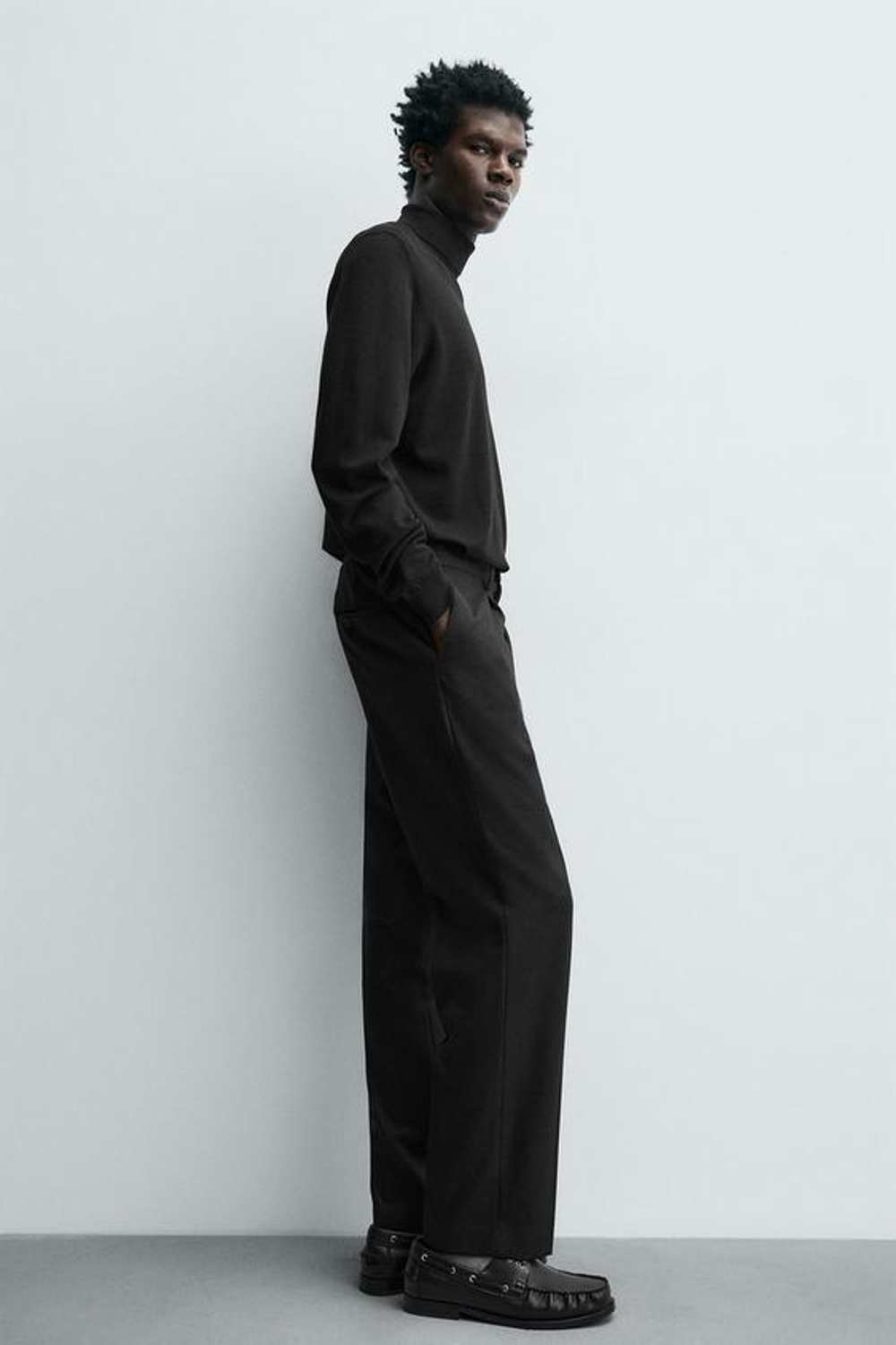 ZARA БРЮКИ ИЗ 100% ШЕРСТИ, ЧЕРНЫЙ