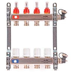 Группа коллекторная Uni-Fitt 1х11 вых 3/4 с расходомерами и термостат. вентилями, нерж. сталь