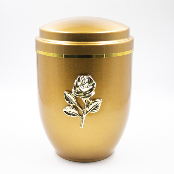 Урна для праха металл золото "Роза"