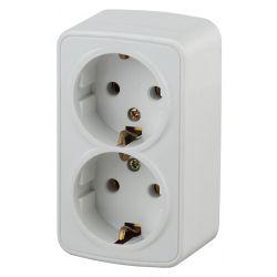 3-204-01 Intro Розетка 2х2P+E Schuko, 16А-250В, IP20, ОУ, Polo, белый