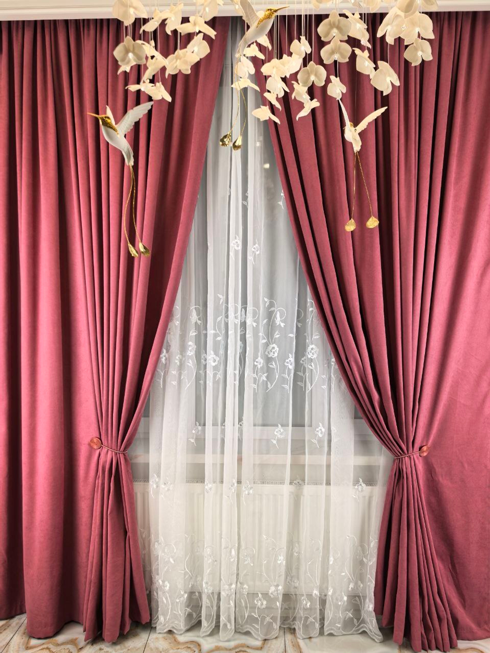 Комплект штор BlessLight Портьеры Канвас 240х100 1 шт. Брусничный