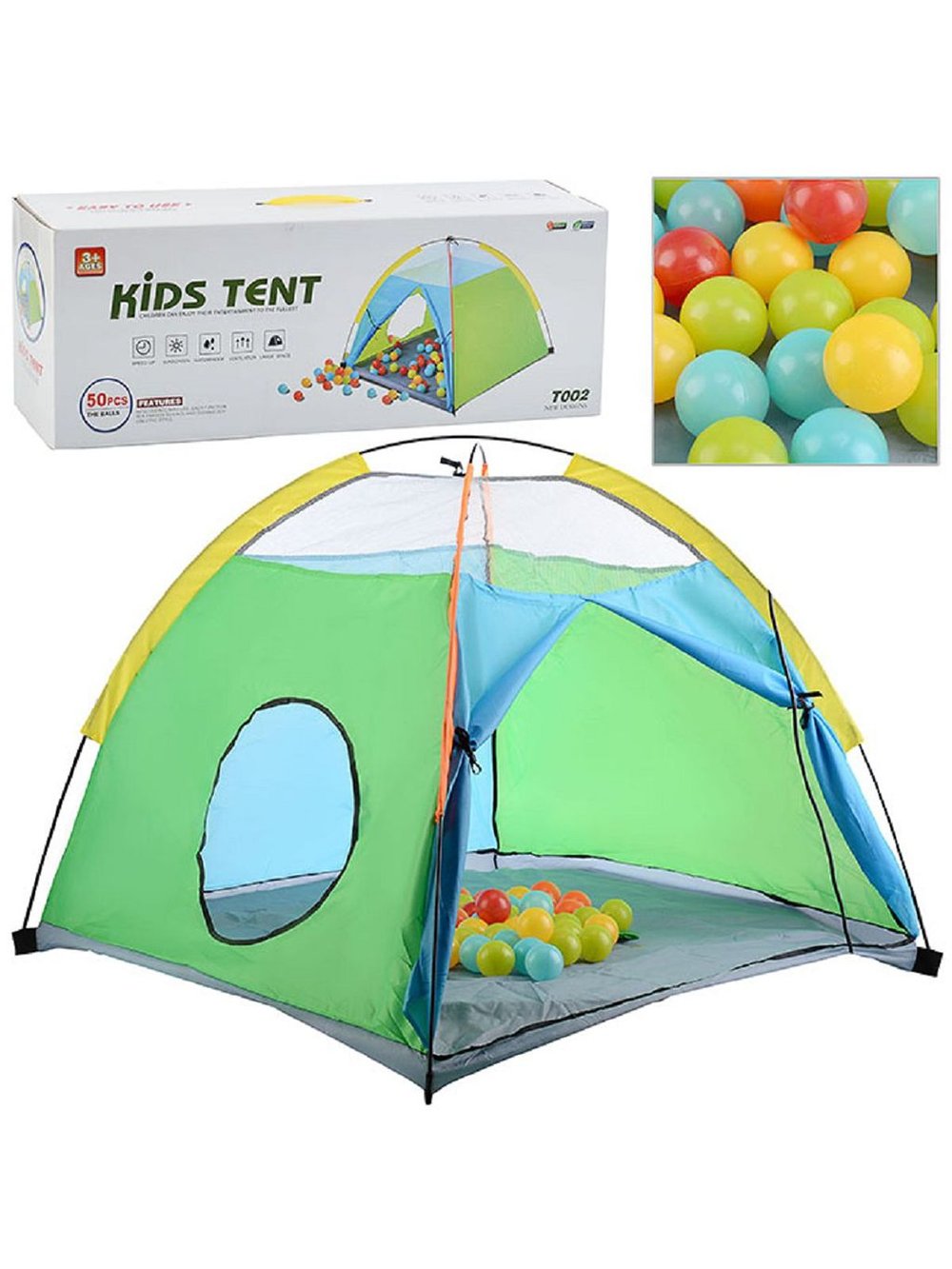 Детская игровая палатка с шариками. Размеры: 107х109х90 см, в коробке (T002)