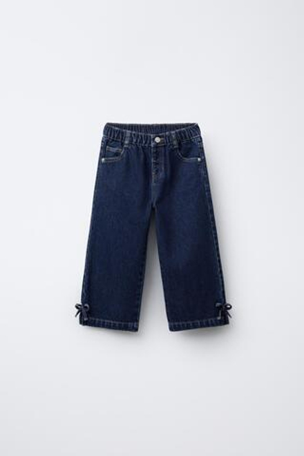 ZARA ДЖИНСОВЫЕ КЮЛОТЫ С ЛЕНТАМИ, СИНИЙ