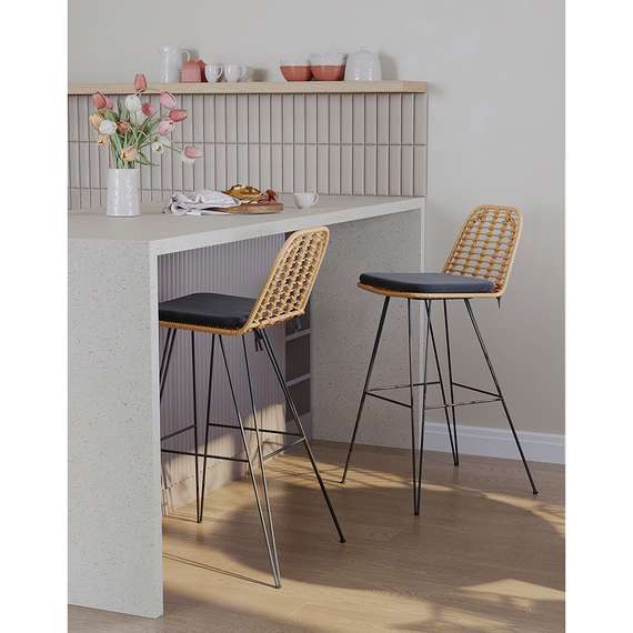 Барный стул Vetle Flat, светлый ротанг