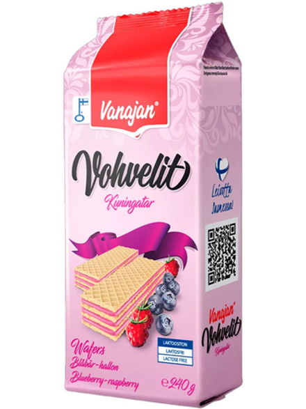 ВАФЛИ С ЧЕРНИКОЙ И МАЛИНОЙ VANAJAN Vohvelit 240 г.