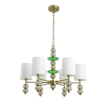 8337/6 MODERNI бронза/белый/зеленый, металл/стекло/текстиль Люстра E14 6*40W 220V ILMIRA