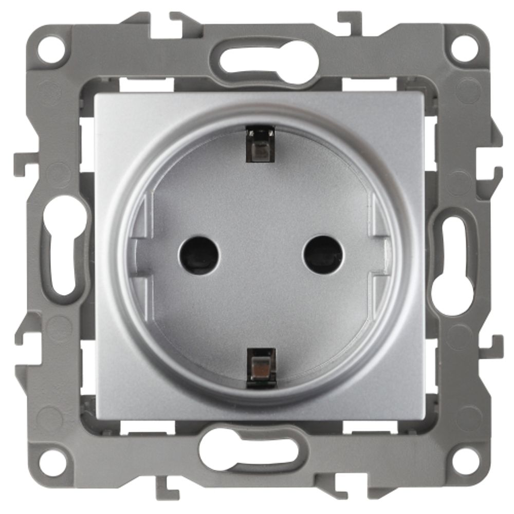 Розетка ЭРА Серия 12 12-2101-03 с заземлением 2P+E Schuko 16A-250В IP20 алюминий