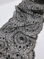 Кружево эластичное чёрный/золото К621