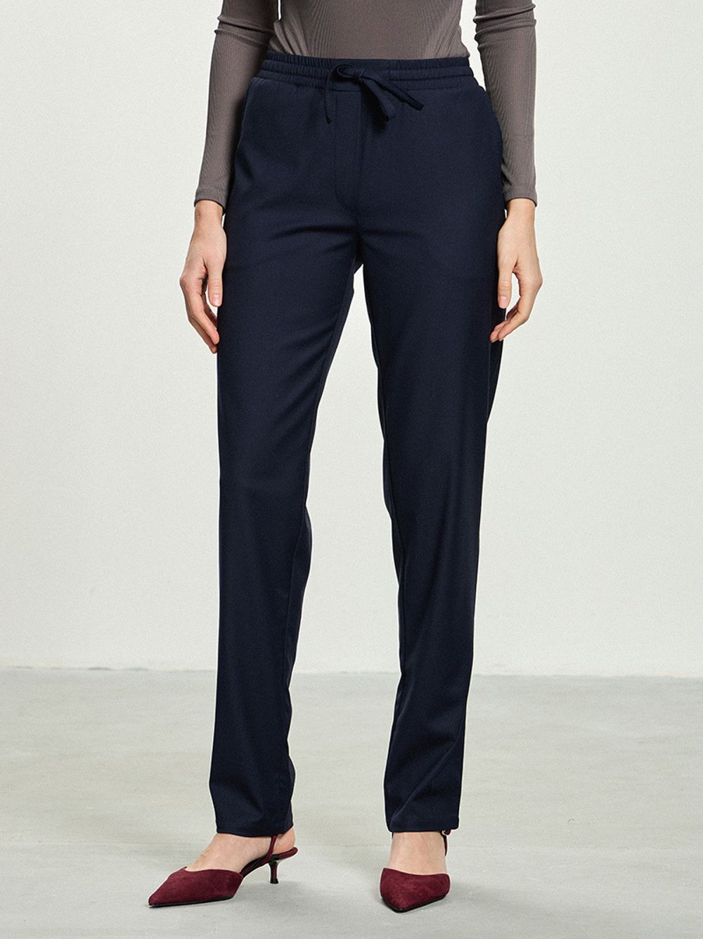 Брюки Чинос на резинке синие смесовая шерсть