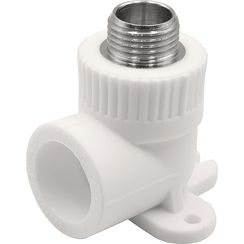 Угольник THERMOLIGHT комбинированный PP-R НР с креплением 25х1/2 белый (10/100)