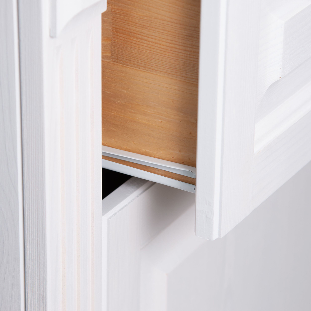 Комод белый для вещей Харви из массива сосны с филенкой для спальни в викторианском стиле, комод деревянный с ящиком и с дверцами на ножках напольный