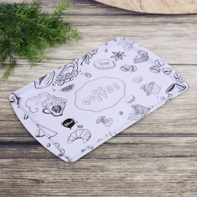 Поднос жестяной «Coffee time» 38*24см, белый