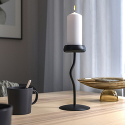 IKEA SILVERPÄRON  (ИКЕА СИЛВЕРПÄРОН)  -  Подсвечник в виде колонны, черный, 24 см