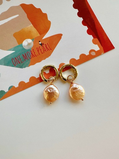 Серьги Монеты из розового жемчуга