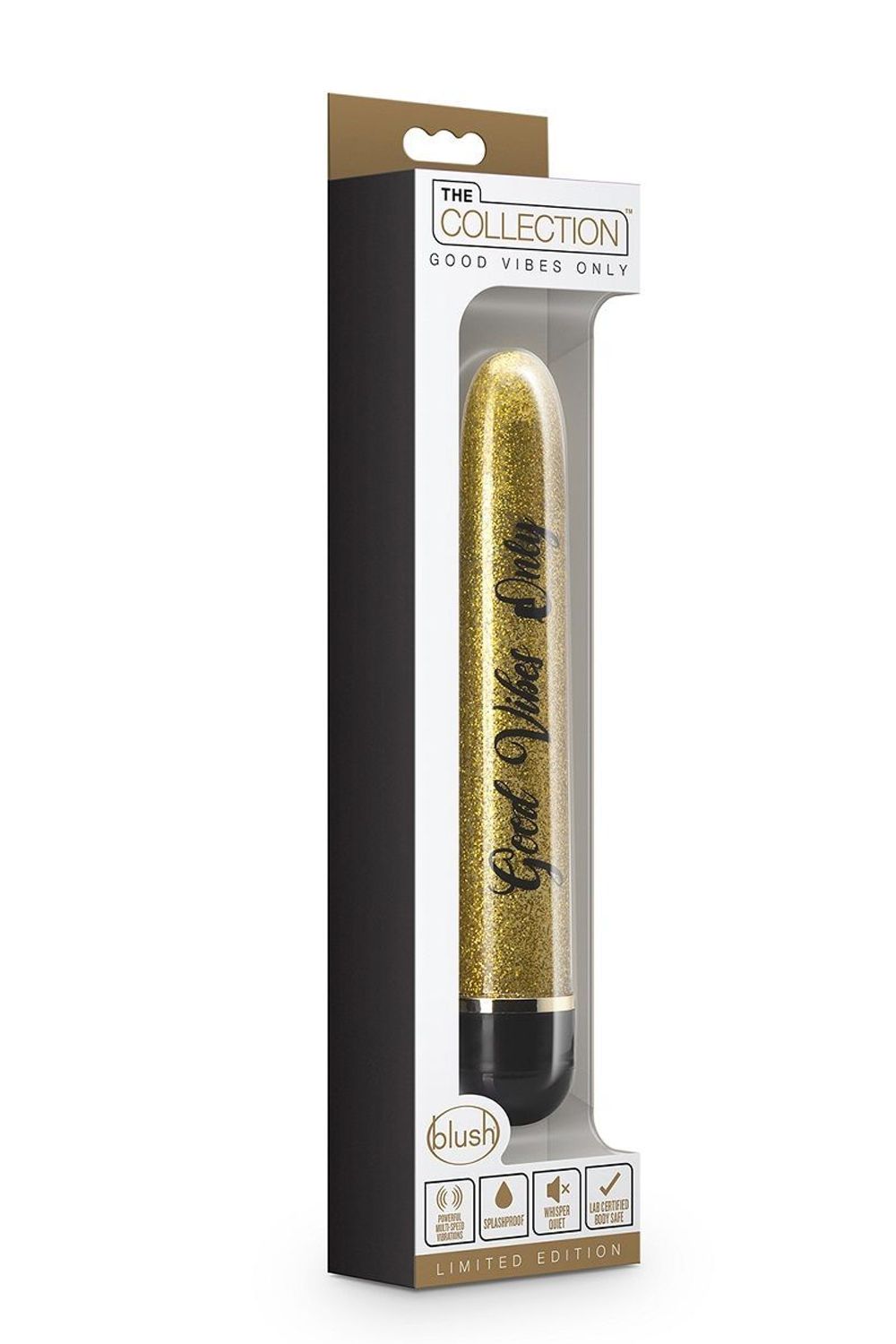 Золотистый классический вибратор Good Vibes Only - 17,5 см. (Цвет: золотистый)