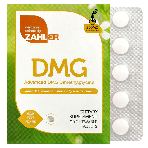 Zahler, Advanced DMG, Dimethylglycine, 500 mg, 90 Chewable Tablets