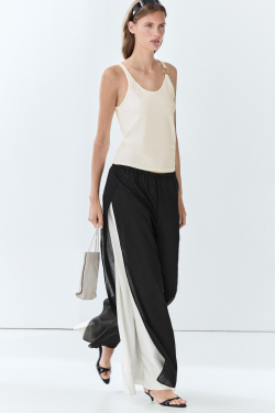 Massimo Dutti Струящиеся широкие брюки Total Look, черный