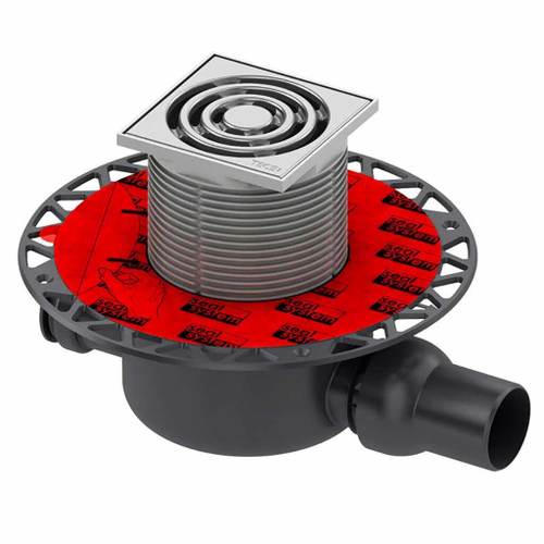 Комплект точечного трапа с сифоном TECEdrainpoint S 110 низкий горизонтальный с универсальным фланцем, TECE 3601100