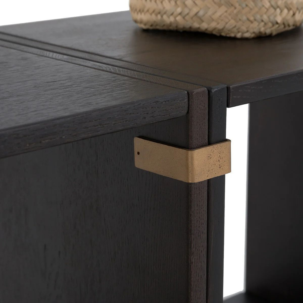 Полка настенная,70х28х35, Эдгар, полка настольная и напольная, для ванной и спальни, стеллаж модульный, черный дуб, La Redoute