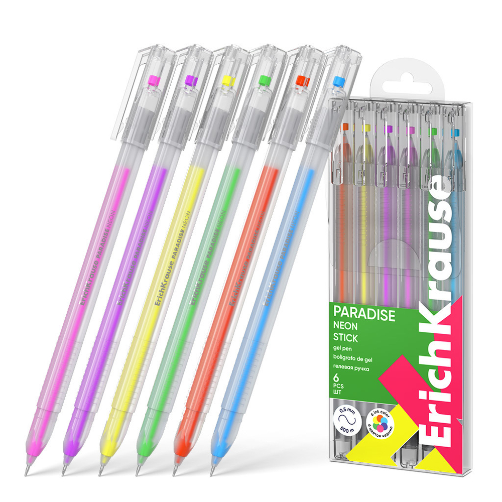 Набор гелевых ручек EK Paradise Stick Neon 6цв. 0,5мм