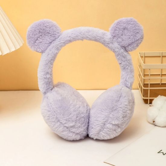 Меховые наушники Медвежонок фиолетовый