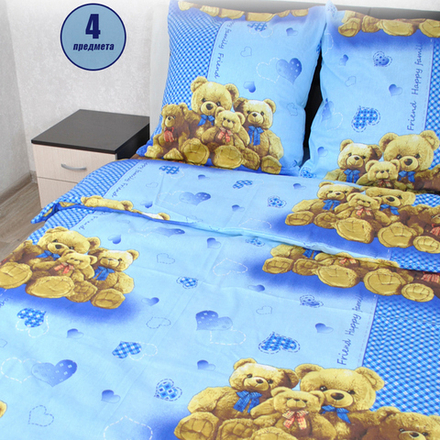 Комплект постельного белья "IS. МЕЖВЕЖАТА (синий)", бязь, 100% хлопок.