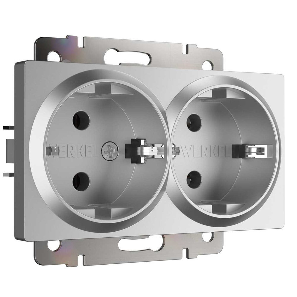 Розетка двойная с заземлением Werkel серебряный W1172006 4690389156465