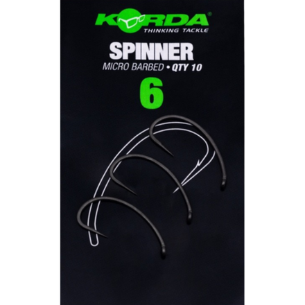 KORDA Крючок Spinner PTFE №6 с бородкой 10шт