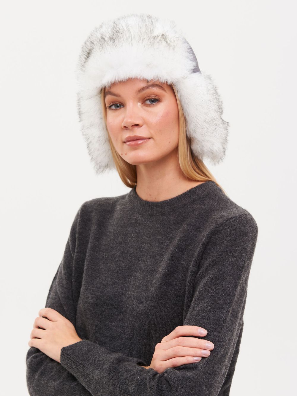Шапка ушанка зимняя Siberia Lady ткань Breathable цвет Бирюза/Серый Шапка ушанка зимняя Siberia Lady ткань Breathable цвет Бирюза/Серый