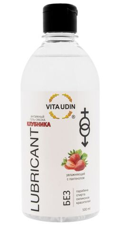Интимный гель-смазка на водной основе VITA UDIN с ароматом клубники - 500 мл.