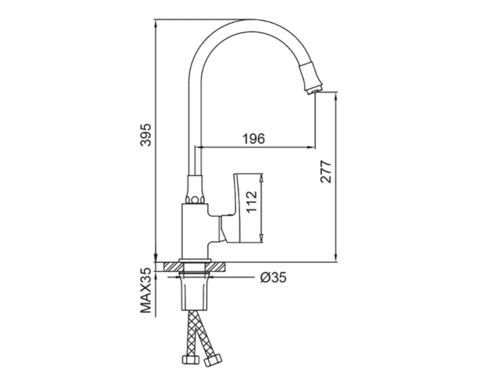 Смеситель FRUD кухня гибкий излив, керам. картр., силумин, белый, гайка R43153