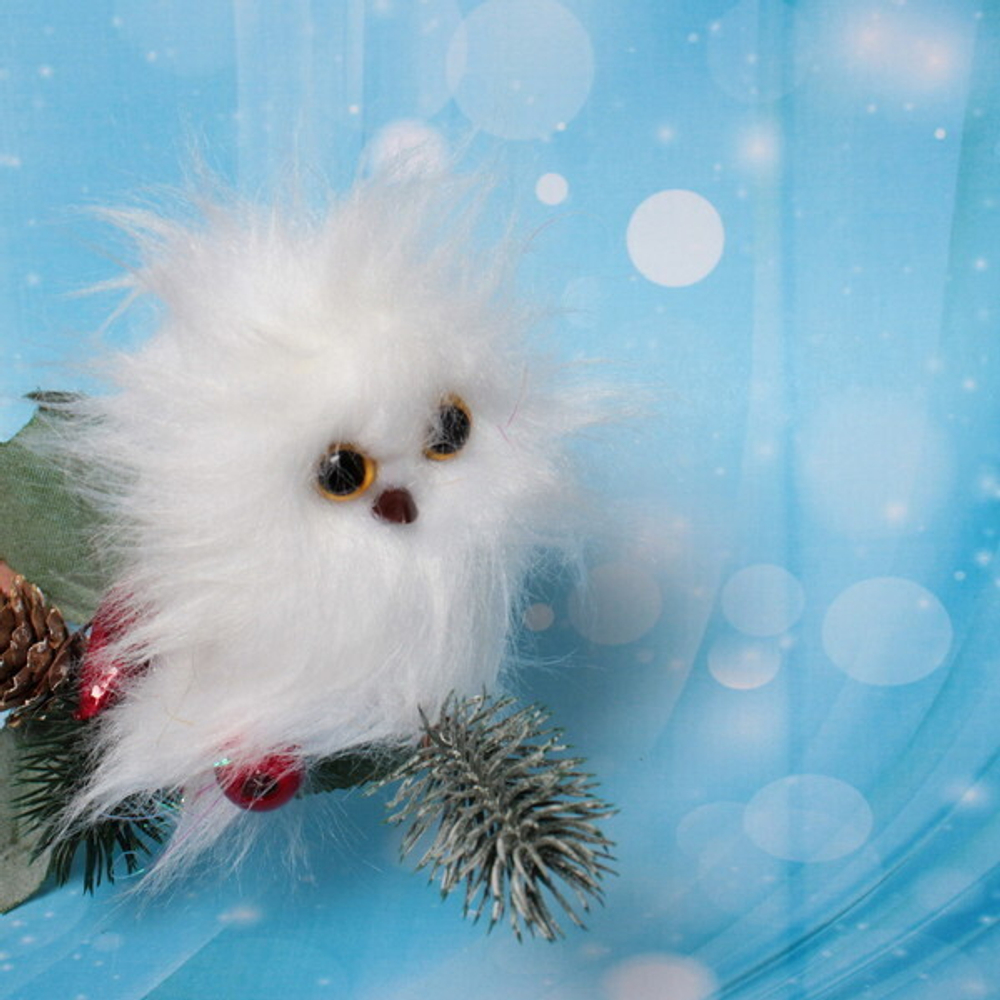 Украшение новогоднее «Снежная сова» 6 см